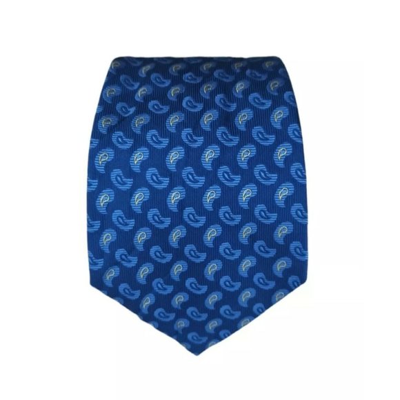 TURNBULL & ASSER Blue Paisley Silk Tie HANDMADE ENGLAND 58